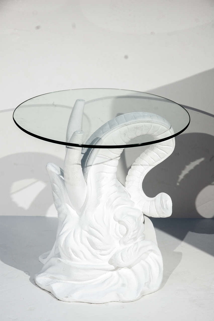 White Plaster Elephant Side Table For Sale 1