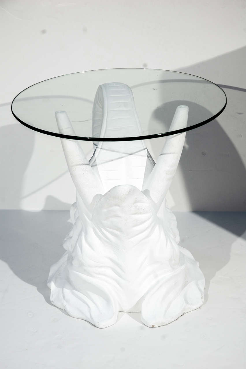 White Plaster Elephant Side Table For Sale 2