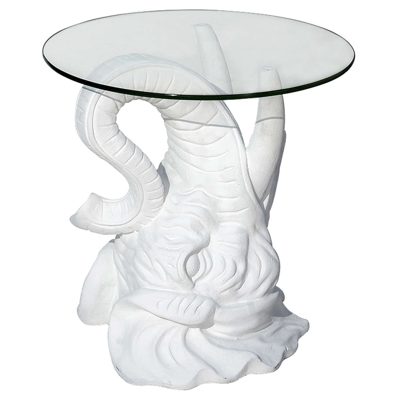 White Plaster Elephant Side Table For Sale
