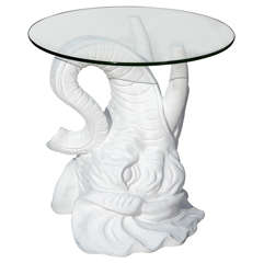 White Plaster Elephant Side Table