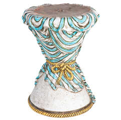 Italian Glazed Ceramic Tassel Side Table