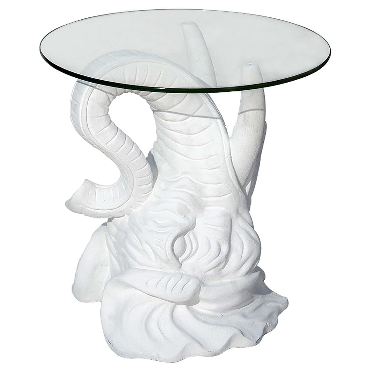 White Plaster Elephant Side Table For Sale at 1stDibs
