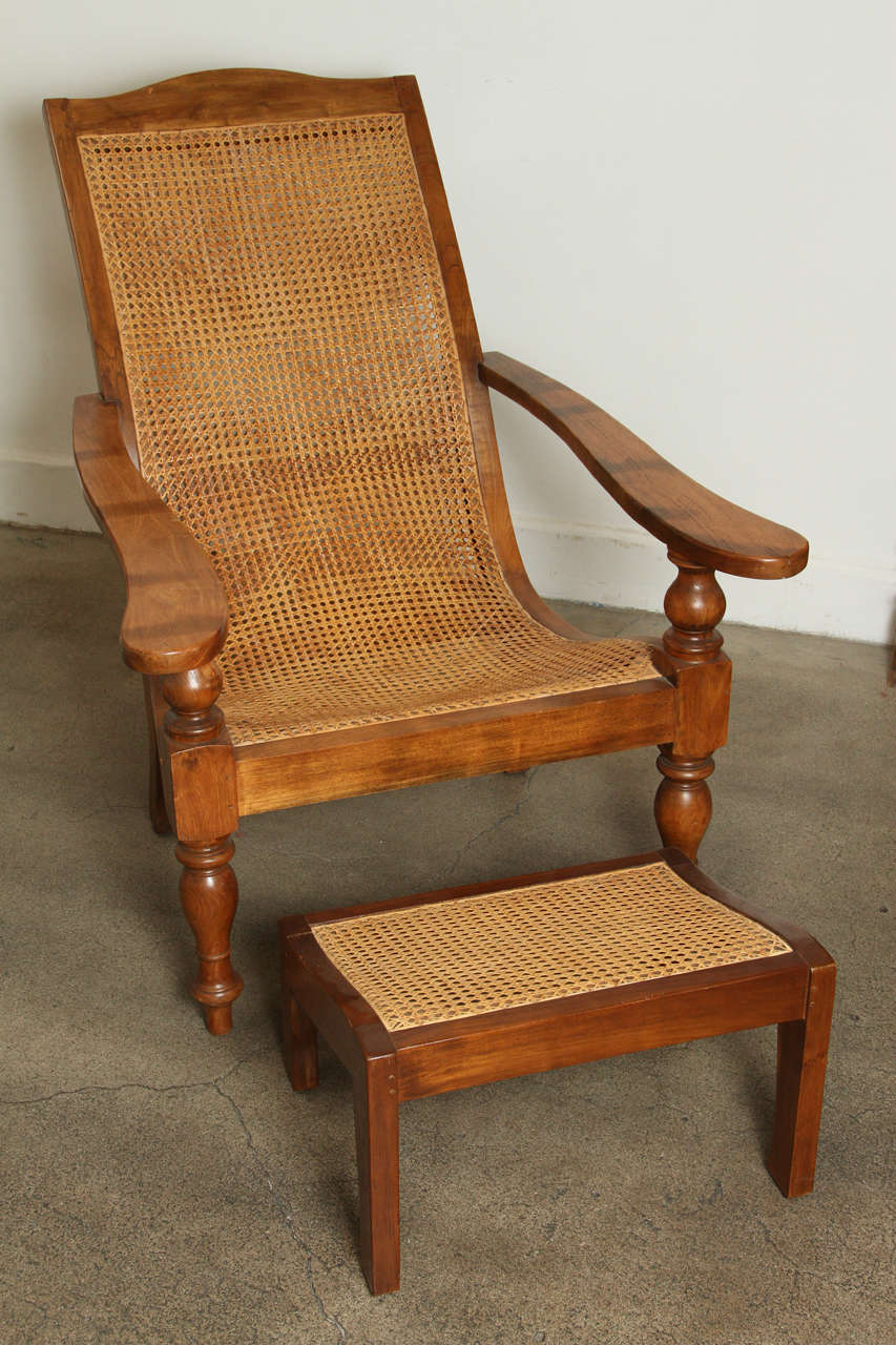 leather plantation chair and ottoman
