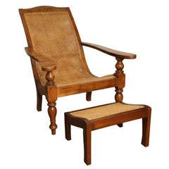 Anglo Indian Plantation Chair and Ottoman