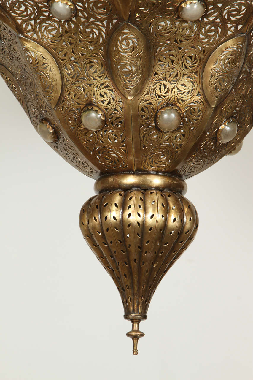 20th Century Pasha Moroccan Moorish Brass Chandelier