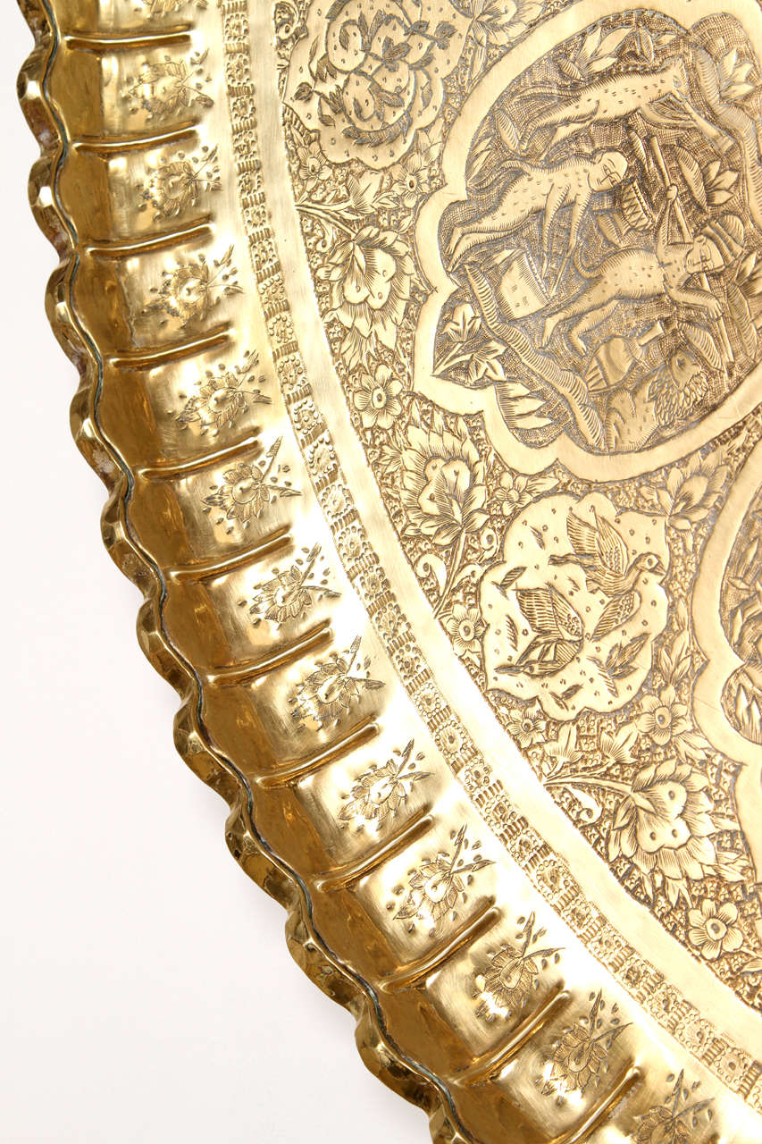 Moorish Large Persian Antique Brass Tray