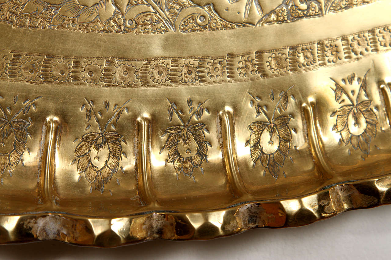 19th Century Large Persian Antique Brass Tray