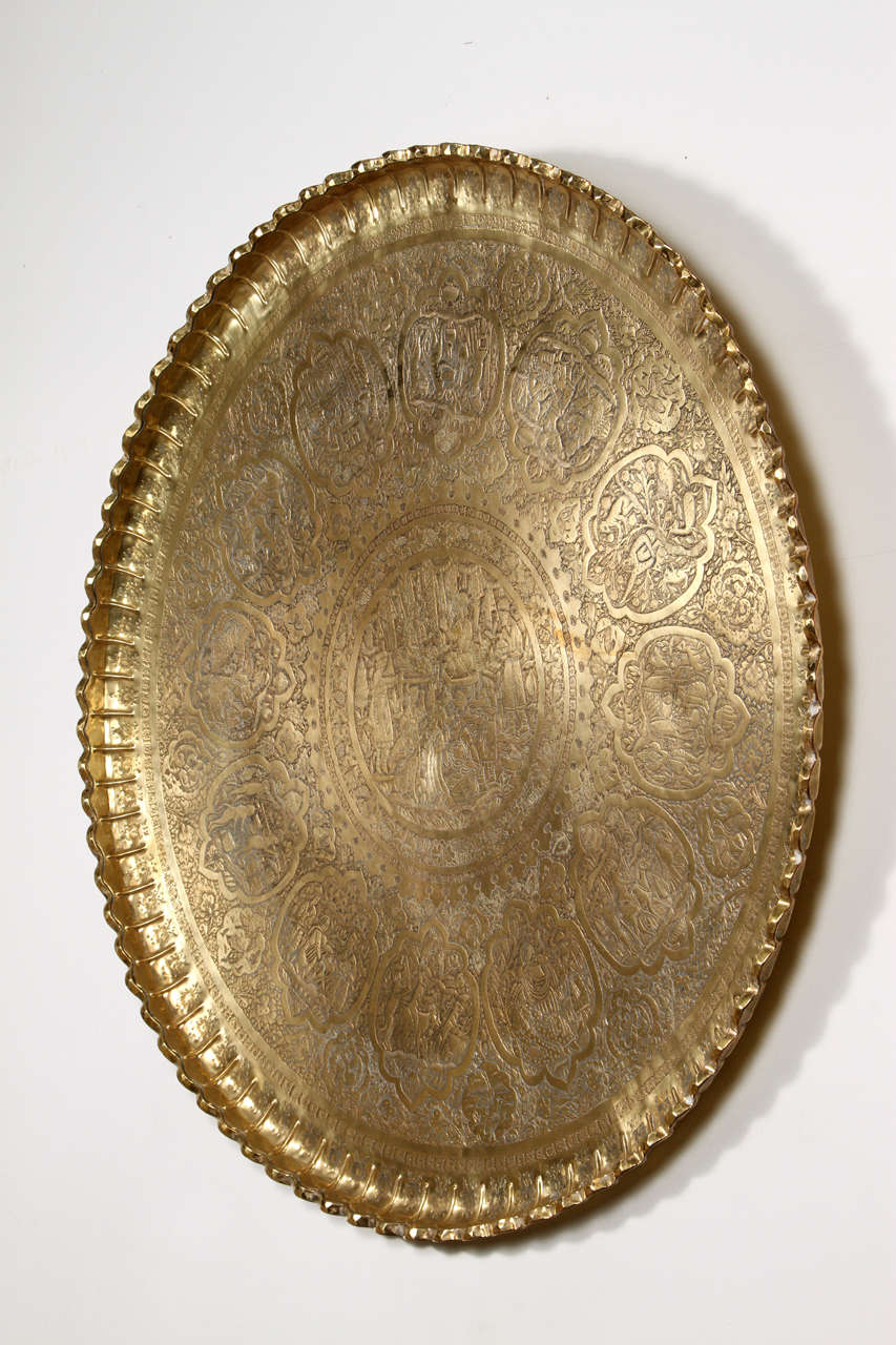 Large Persian Antique Brass Tray 1