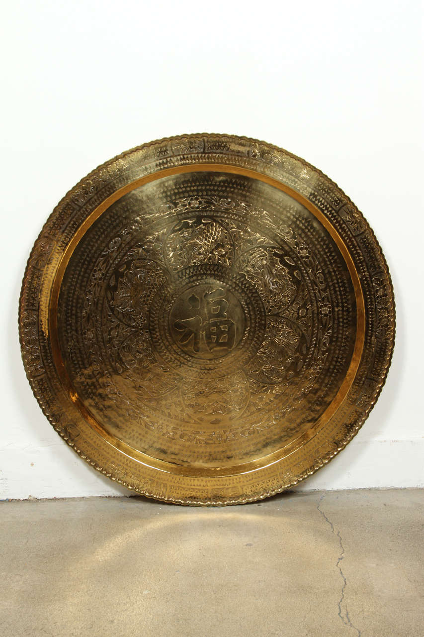antique chinese brass tray