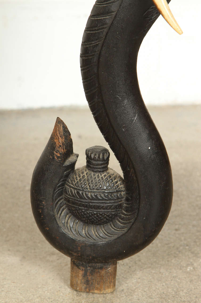 Anglo Raj Carved Side Table with Elephant Heads In Fair Condition In North Hollywood, CA