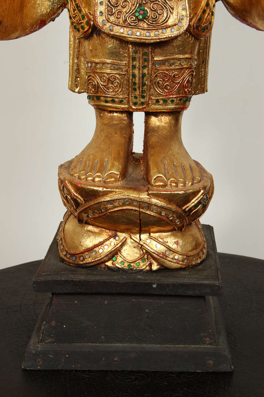 Folk Art Gilded Figure of a Thai Standing Buddha