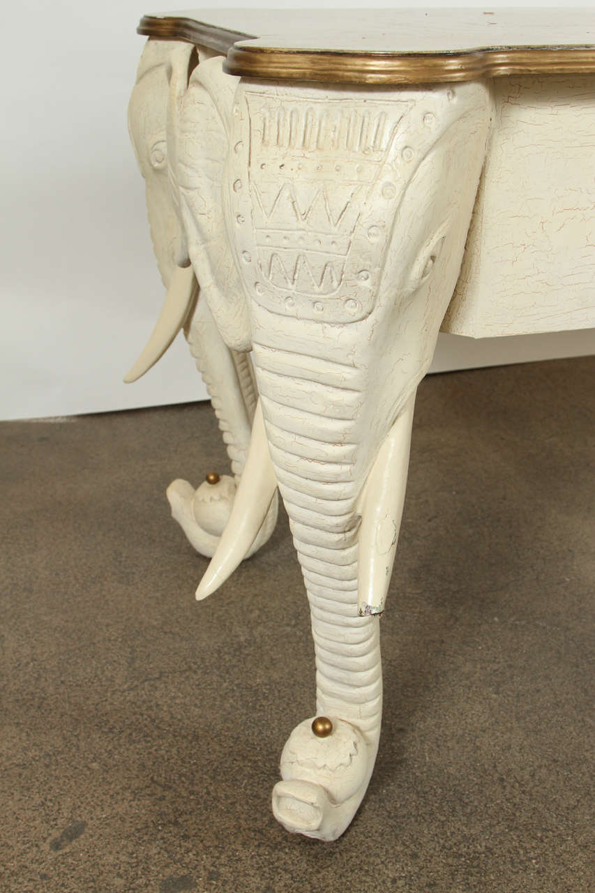 Anglo Indian Vintage Elephants Carved Console Sofa Table at 1stDibs