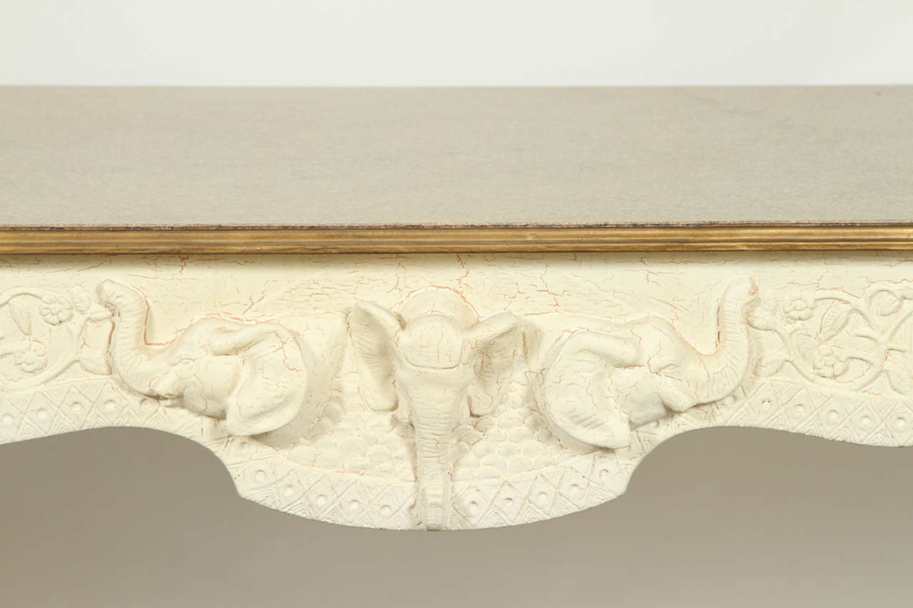 Anglo Indian Vintage Elephants Carved Console Sofa Table at 1stDibs