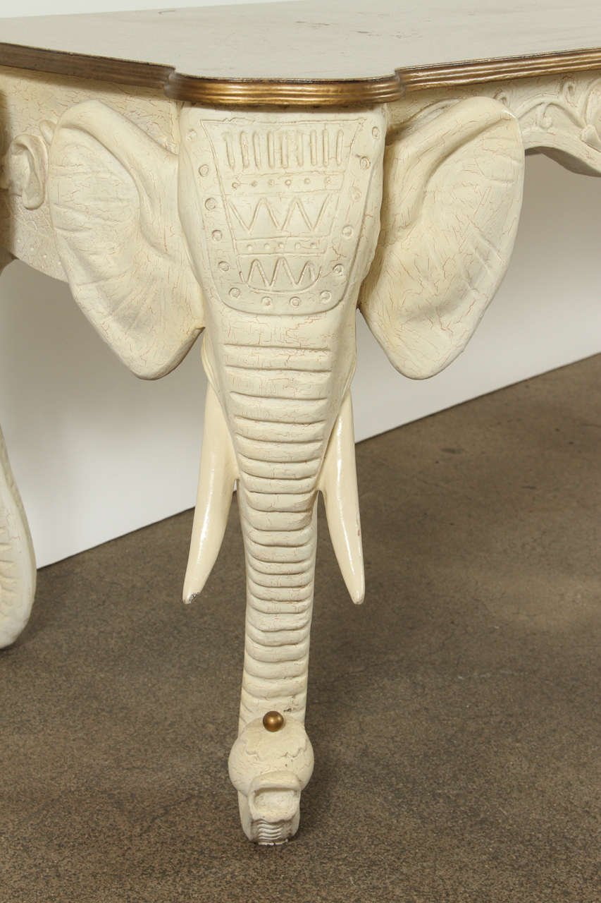 Anglo Indian Vintage Elephants Carved Console Sofa Table at 1stDibs