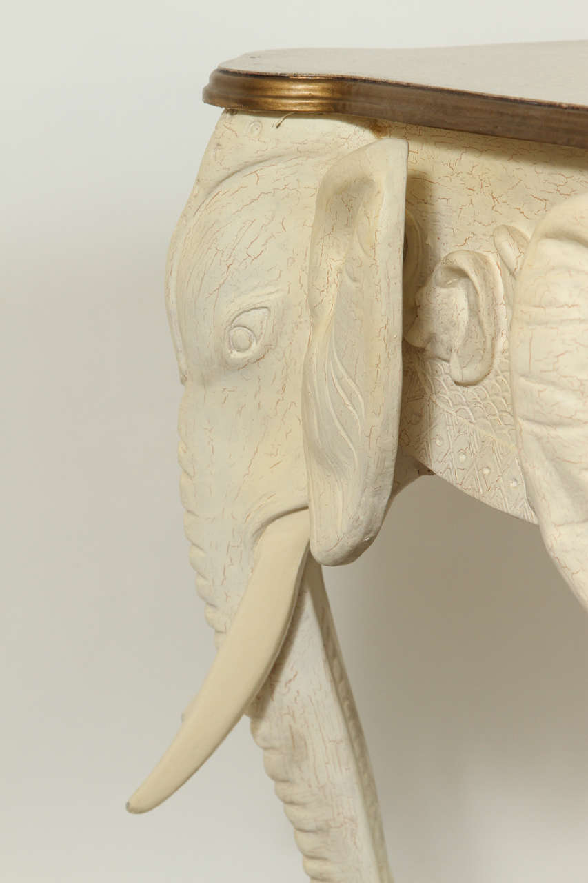Anglo Indian Vintage Elephants Carved Console Sofa Table at 1stDibs