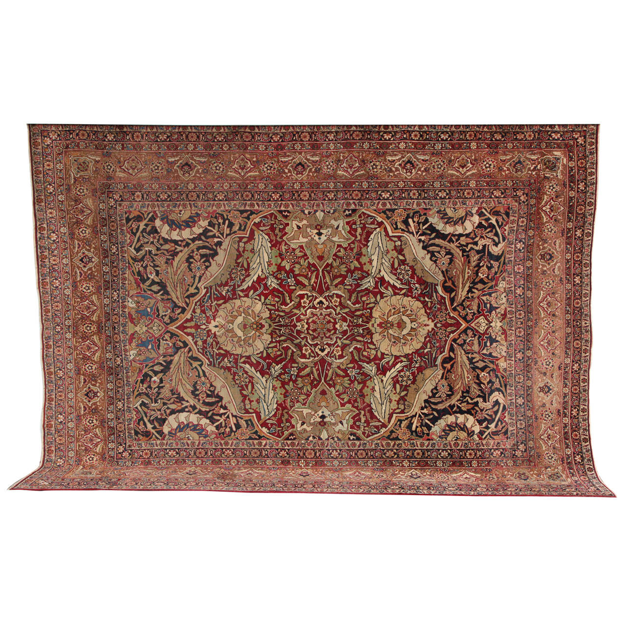 Antiker 1890er Persischer Kermanshah Teppich, Wolle, 9' x 12'