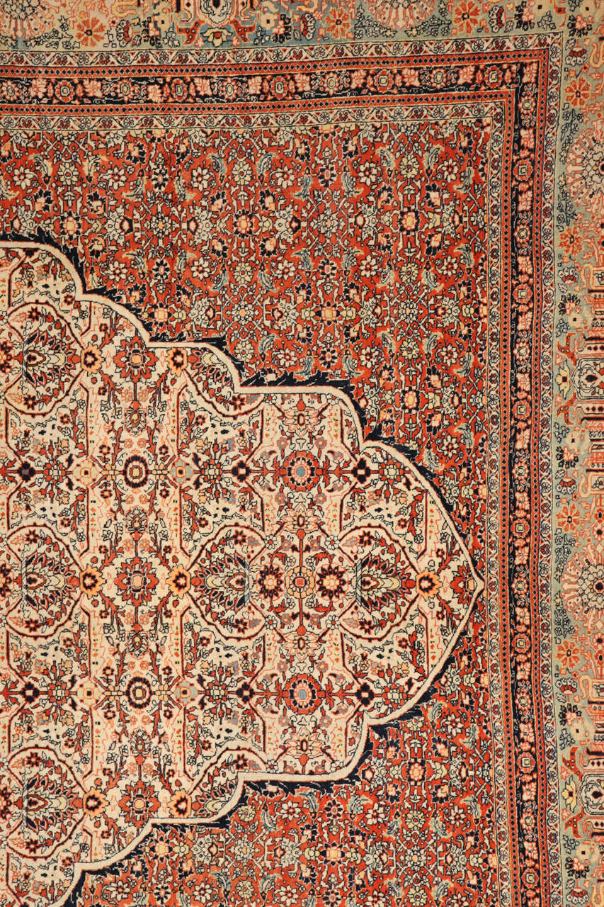 Perse Ancien tapis persan Tabriz en laine, Circa 1980, noué à la main, 9' x 13' en vente