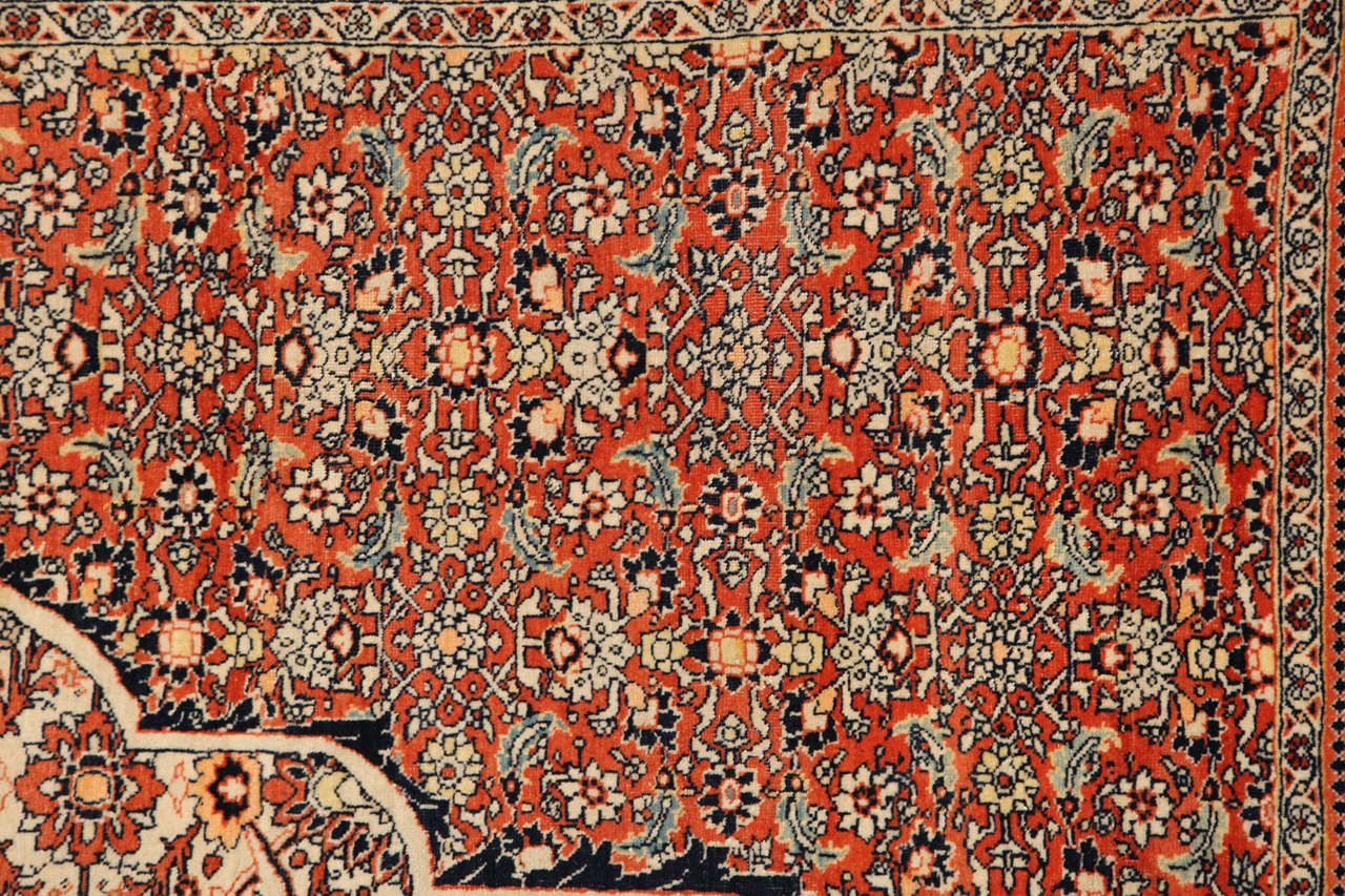 Vegetable Dyed Antique Wool Persian Tabriz Rug, Circa 1980, Hand-knotted, 9’ x 13’ For Sale