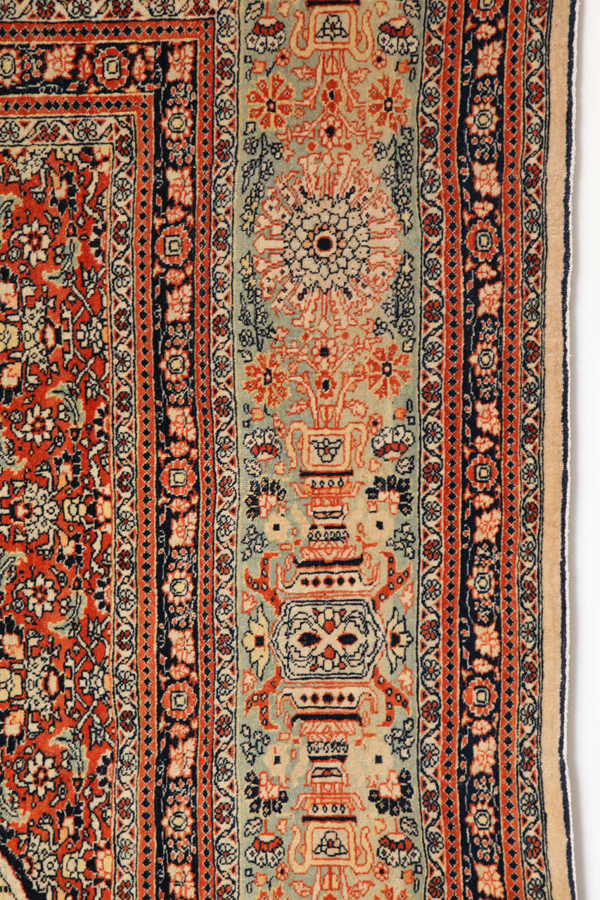 19th Century Antique Wool Persian Tabriz Rug, Circa 1980, Hand-knotted, 9’ x 13’ For Sale