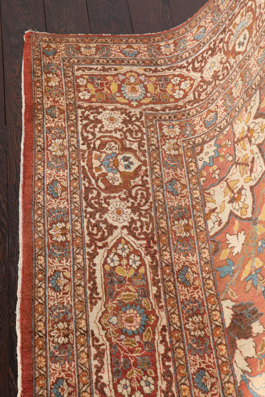 Wool Antique Persian Haji Jalili Tabriz Rug, Circa 1880s, 9’ x 12’ For Sale