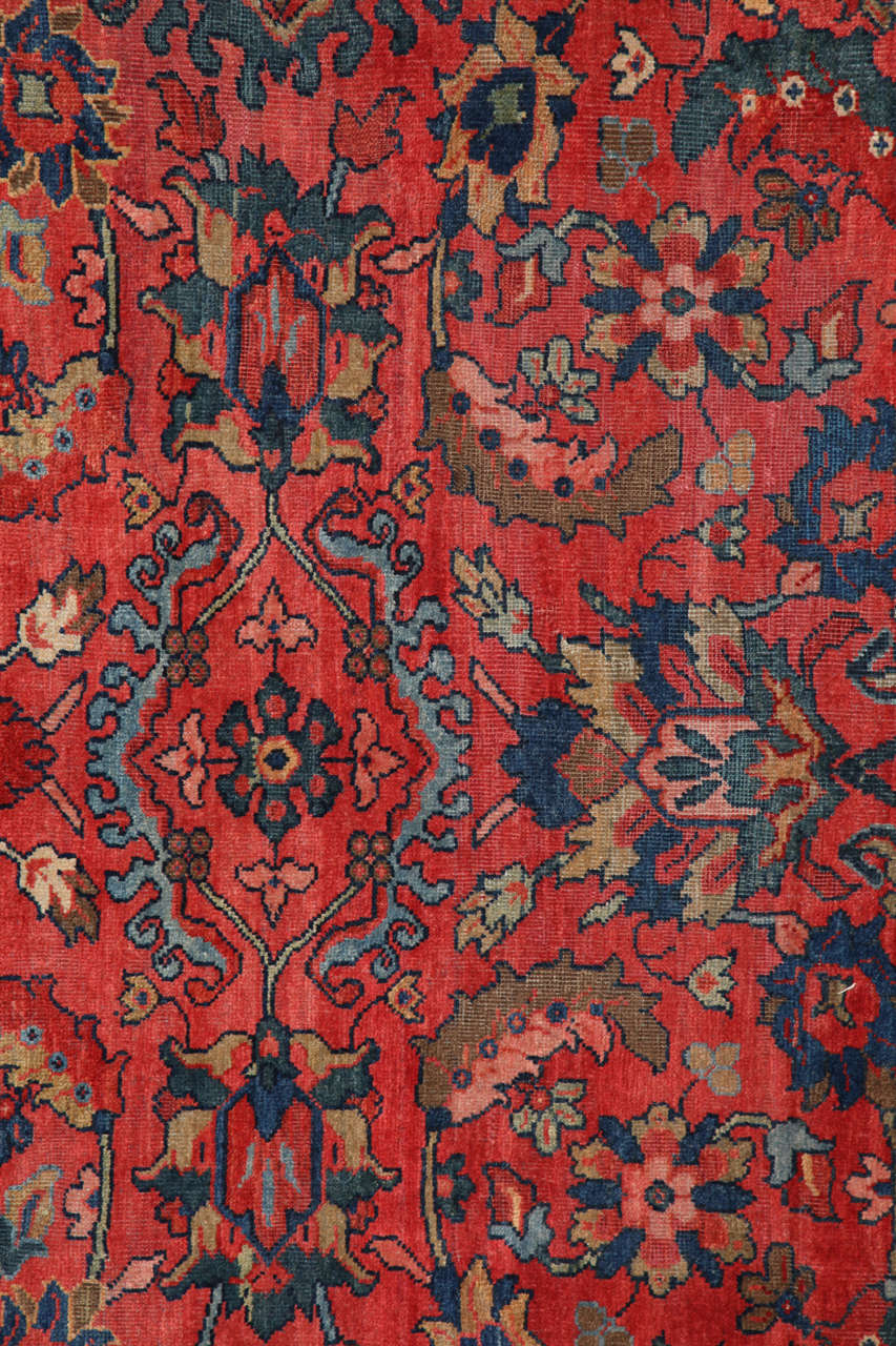 Vegetable Dyed Antique Persian Lilihan Rug, Afshan Design, Circa 1910, Wool, 9' x 12' For Sale
