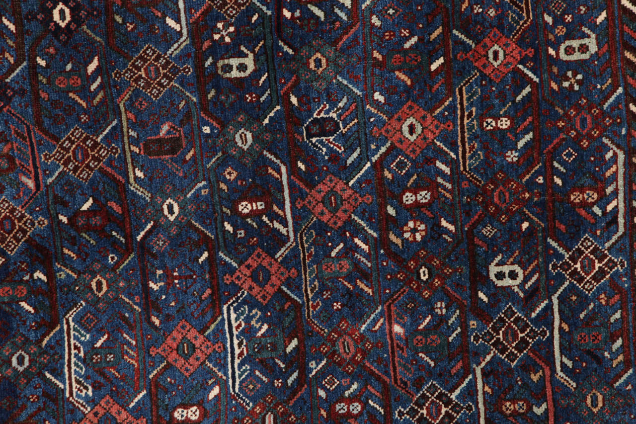 Antiker 1880er Persischer Gaschgai Teppich, Wolle, handgeknüpft, 7' x 9' im Zustand „Hervorragend“ im Angebot in New York, NY