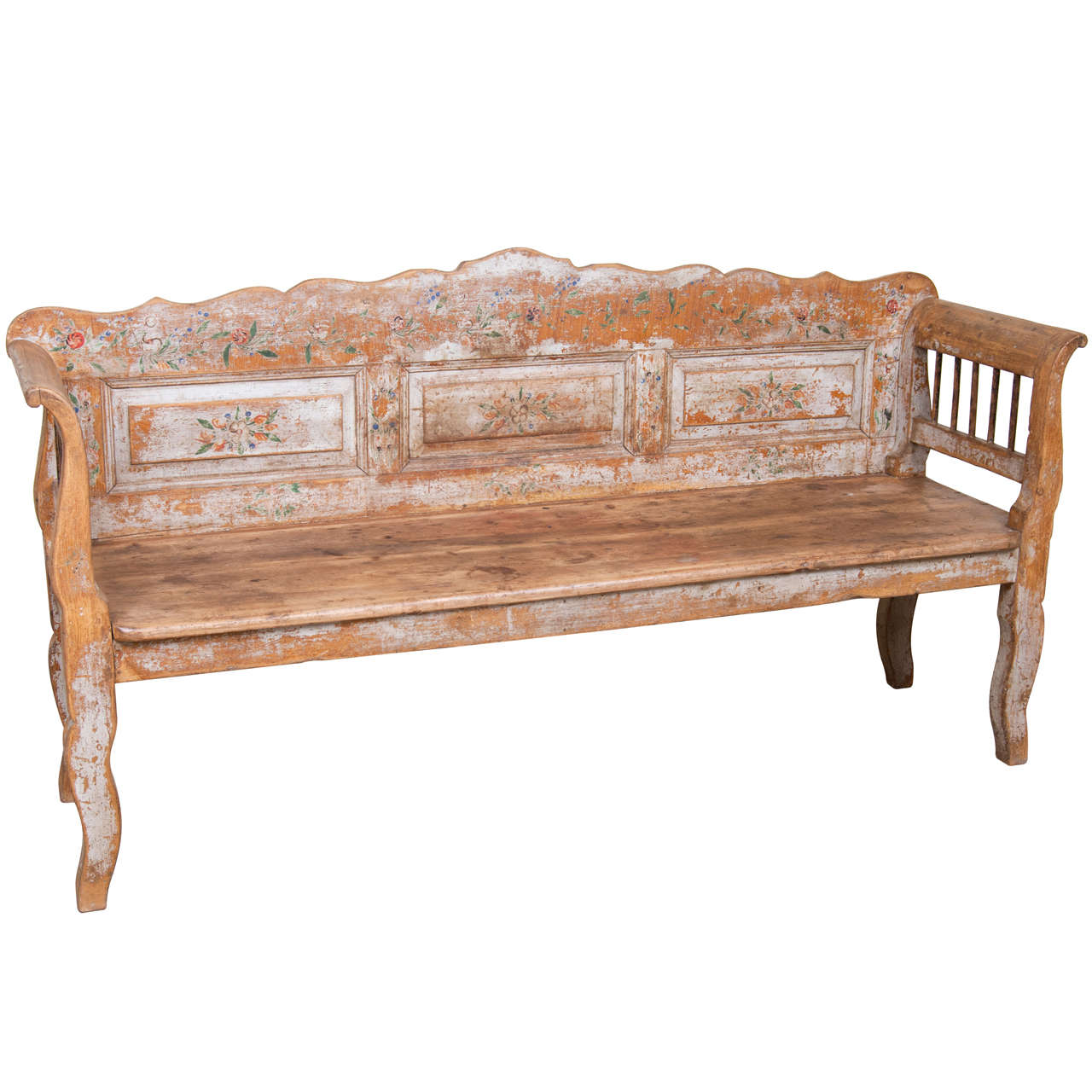 Painted Pine Bench