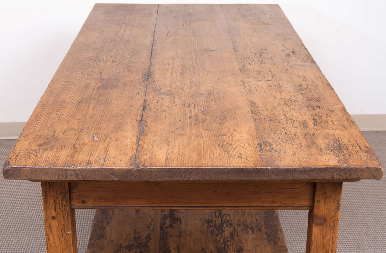 Pine Work Table In Distressed Condition In Baltimore, MD