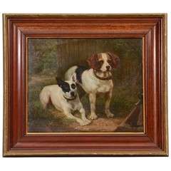 19th Century Oil on Board Dog Painting by C M R Schreiber