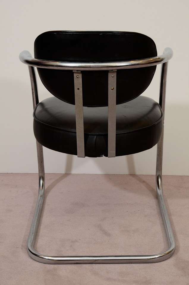 American Pair of Mid Century Tubular Chrome and Vinyl Chairs
