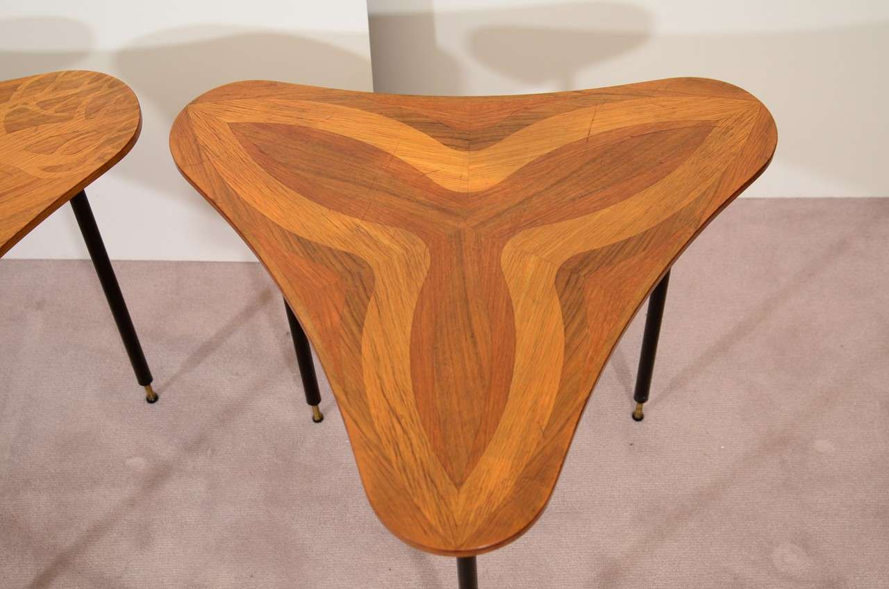 Set Of Three Mid Century Nesting Tables With Wood Inlay 4