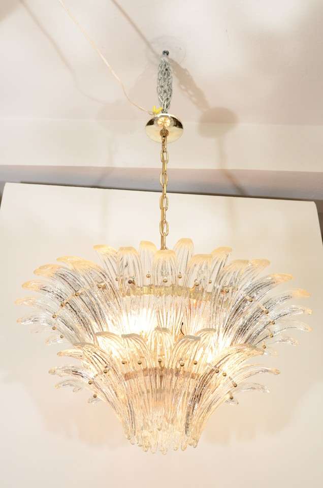 A vintage Murano glass chandelier with clear leaf form glass pieces by Barovier & Toso

Reduced from $18000.00