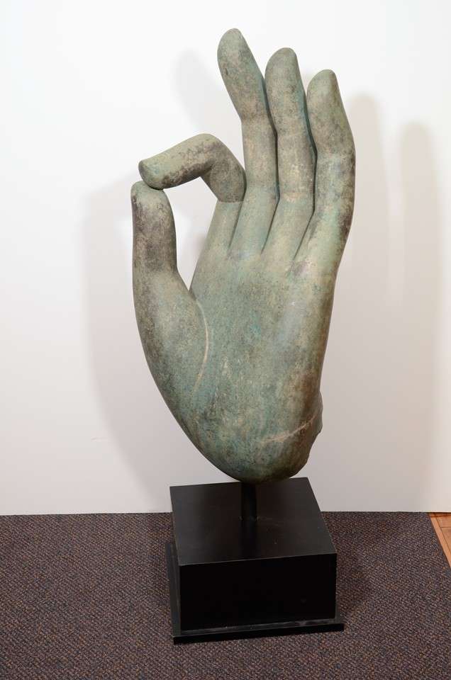 A Very Large Thai Bronze Buddhist Sculpture of a Hand in the Vitarka Mudra
