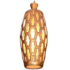 Mid Century Gilt Metal Cylindrical Lantern