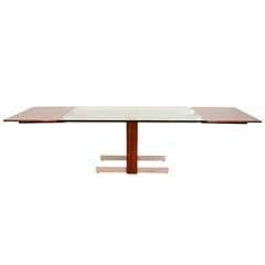 Mid Century Glass and Rosewood Vladimir Kagan Dining Table