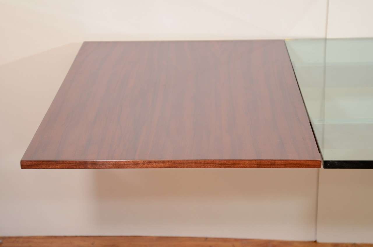 American Mid Century Glass and Rosewood Vladimir Kagan Dining Table