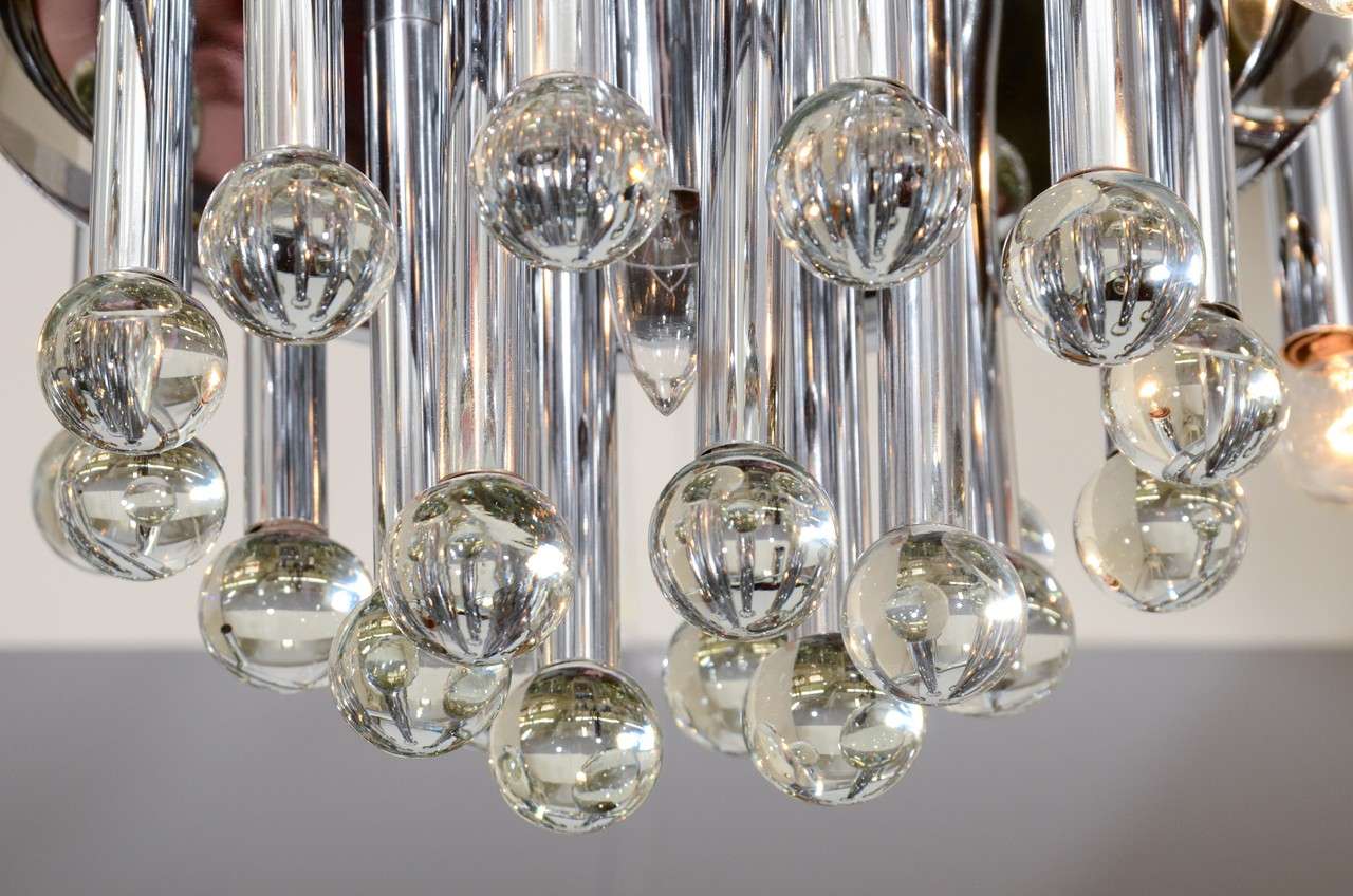 Sciolari Chandelier in Chrome with Murano Glass 2