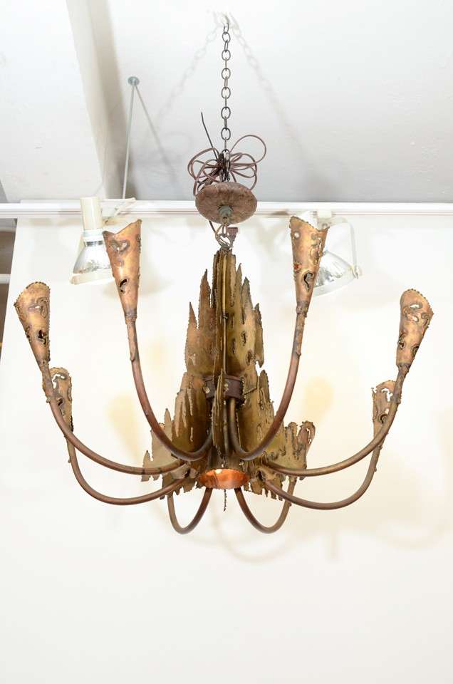 American Mid Century Brutalist Chandelier by Curtis Jere