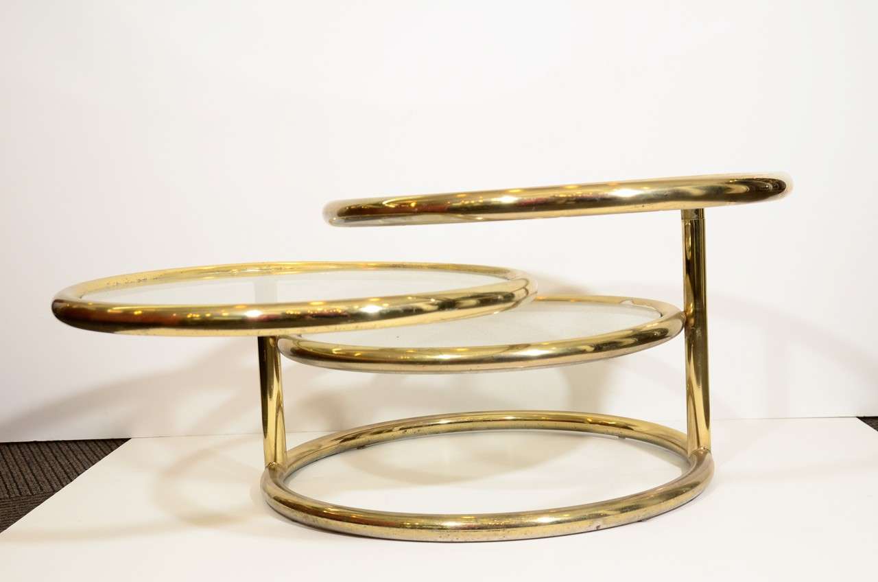 American Mid Century Brass and Glass Extendable Coffee Table