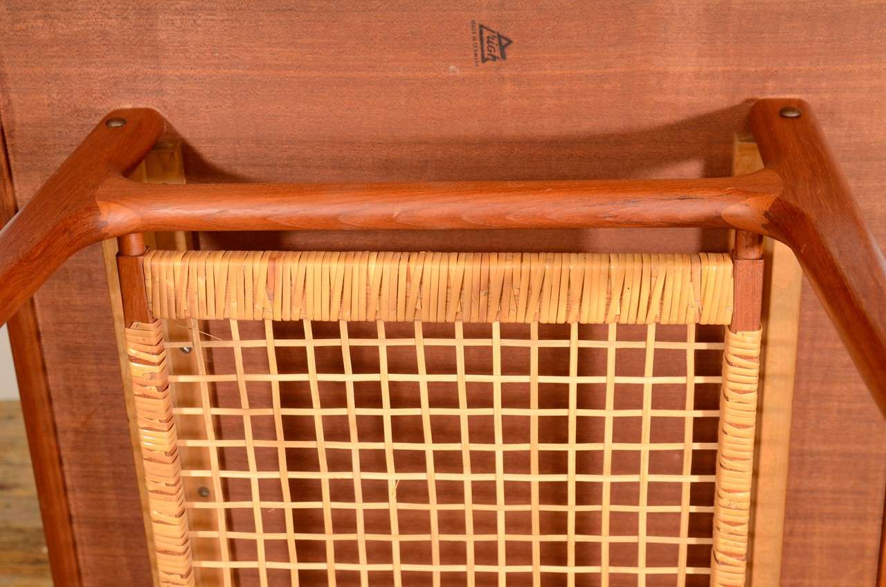 Cane Trioh Wood End Table with Woven Rattan Shelf