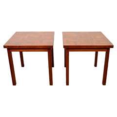 Pair of 1960s Handcrafted Wood Side Tables with Tile Patterned Top 9