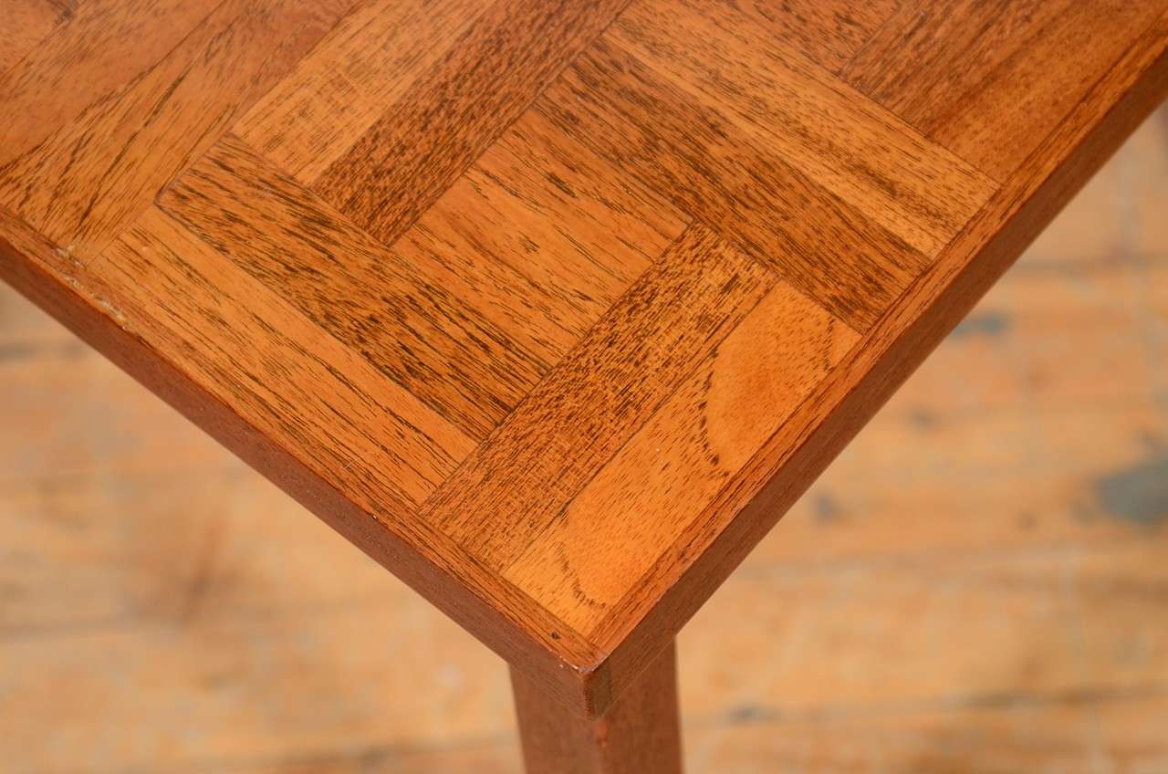Pair of 1960s Handcrafted Wood Side Tables with Tile Patterned Top 2
