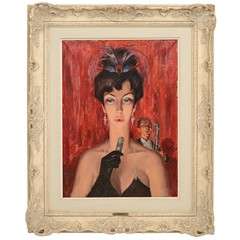 Frans Siaens "The Jazz Singer" Oil on Canvas