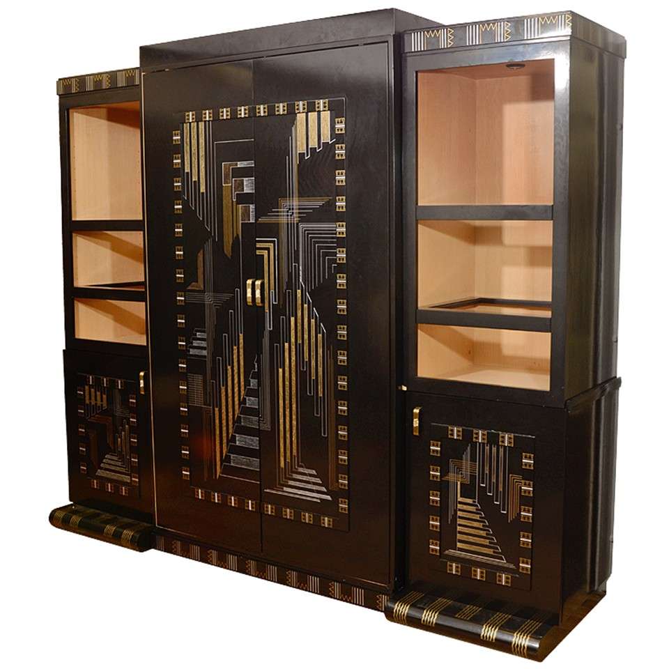 Vintage Custom Art Deco Style Entertainment Center at 1stDibs art