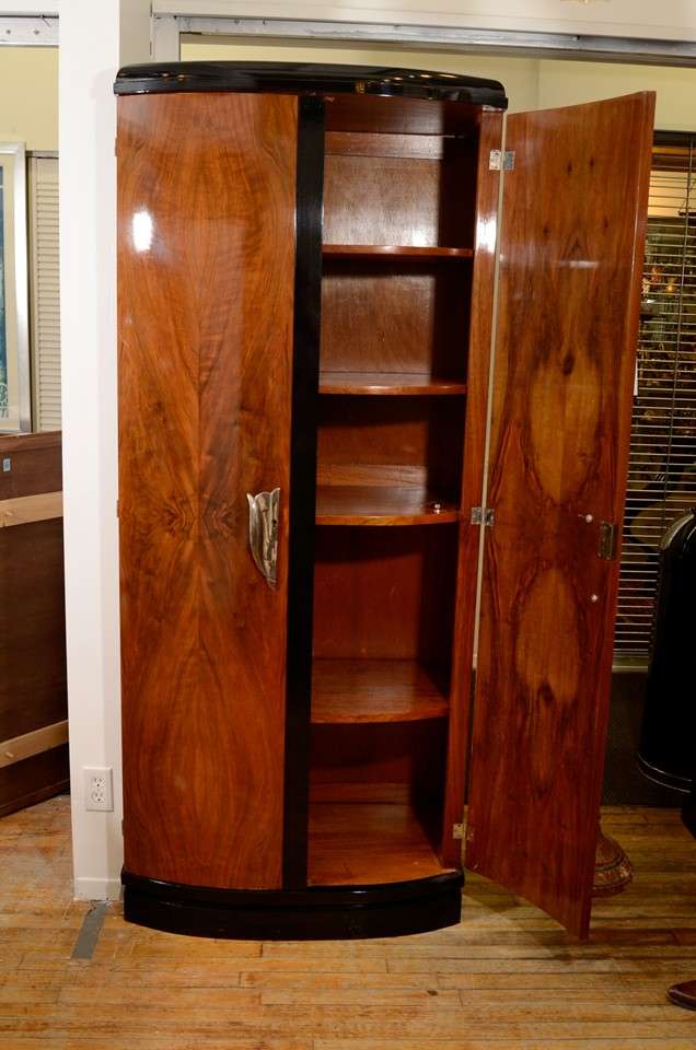 Vintage French Art Deco Armoire with Black Lacquered Trim at 1stDibs