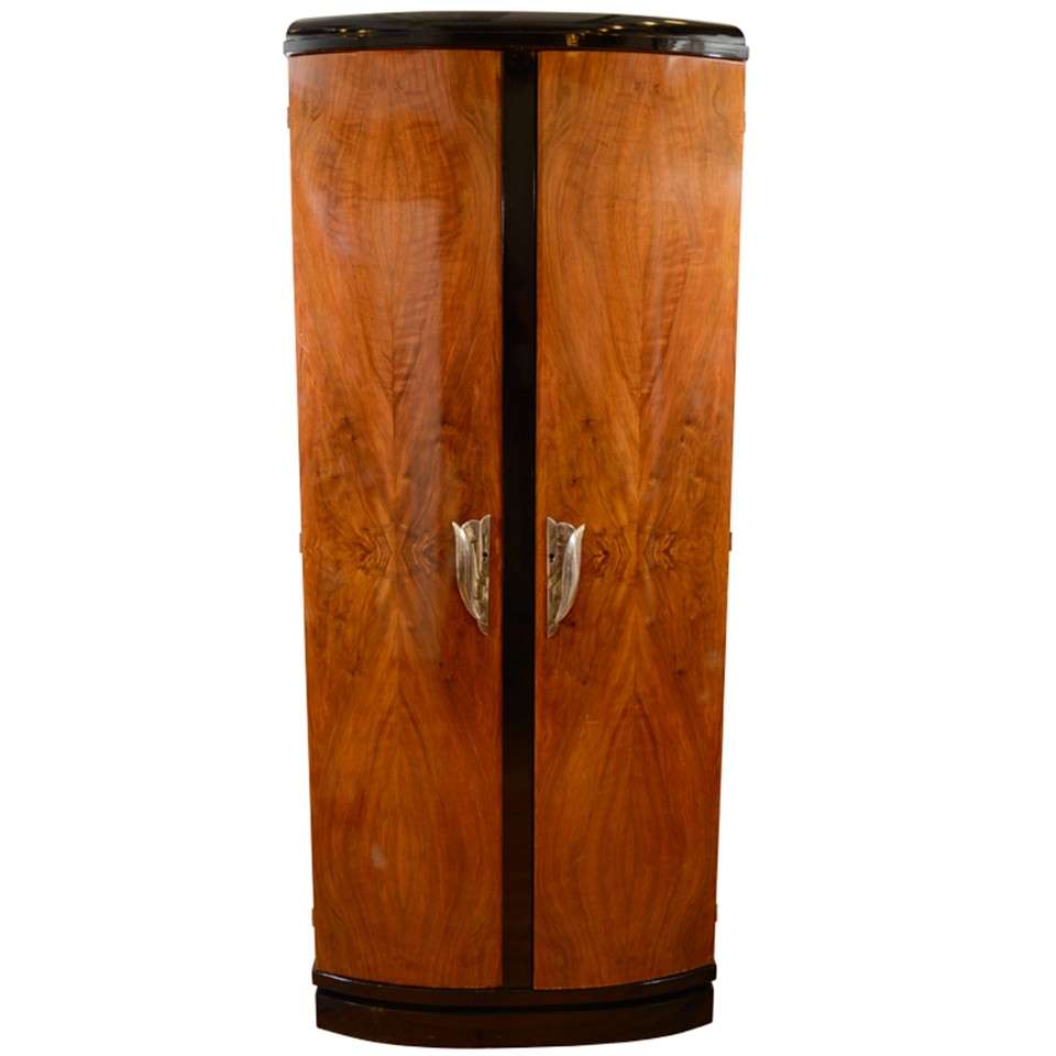 Vintage French Art Deco Armoire with Black Lacquered Trim at 1stDibs