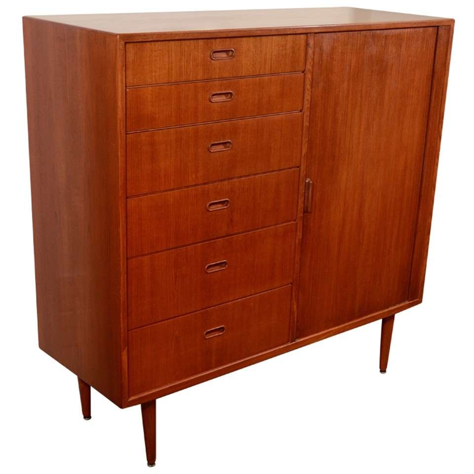 Tall Mid Century Dresser with Accordion Door at 1stDibs tall