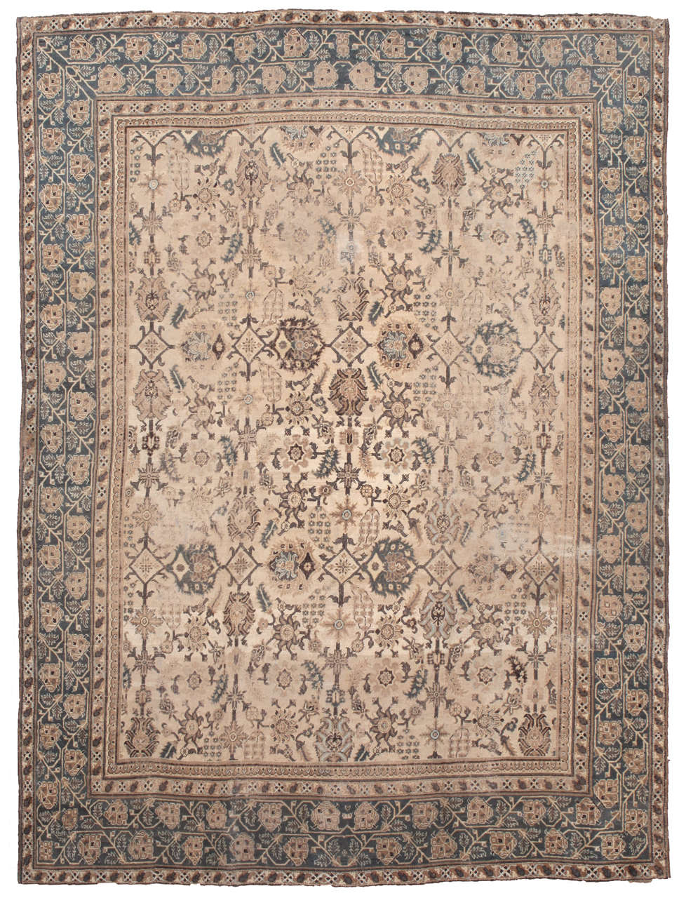 Antique Agra rugs are renowned for their beauty of color, elegance of drawing and perhaps above all fineness of knotting. Agra colors are mostly red yellow green and ivory. The design is famous for its floral tendrils, angular vines and stars.