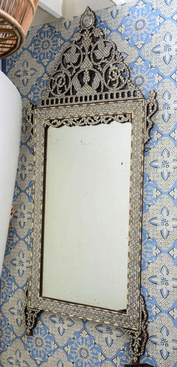 Beautiful Syrian Mirror with mother of  pearl and Camel bones.