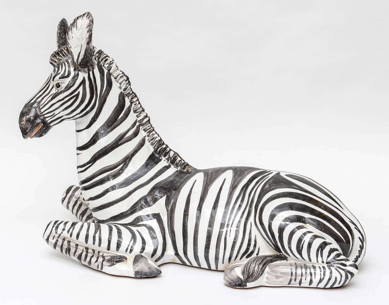 Fabulous Vintage Zebra. Made of Terra Cota and Glazed, from Italy